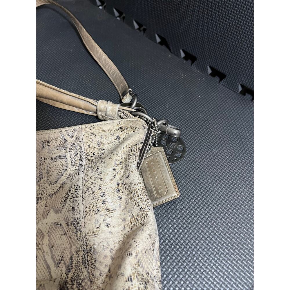 Coach Kristen Brown Tan Embossed Python Leather Purse Hobo E1026 15361 - Picture 3 of 12